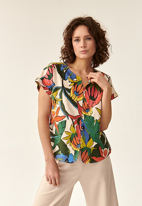LADIES' FLORAL SHIRT WITH BUTTONS SAMANTO 1 LADIES' FLORAL SHIRT WITH BUTTONS SAMANTO 1