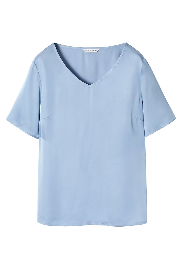 LADIES’ SATIN BLOUSE WITH SHORT SLEEVES - MEKONGA LADIES’ SATIN BLOUSE WITH SHORT SLEEVES - MEKONGA NIEBIESKI 5