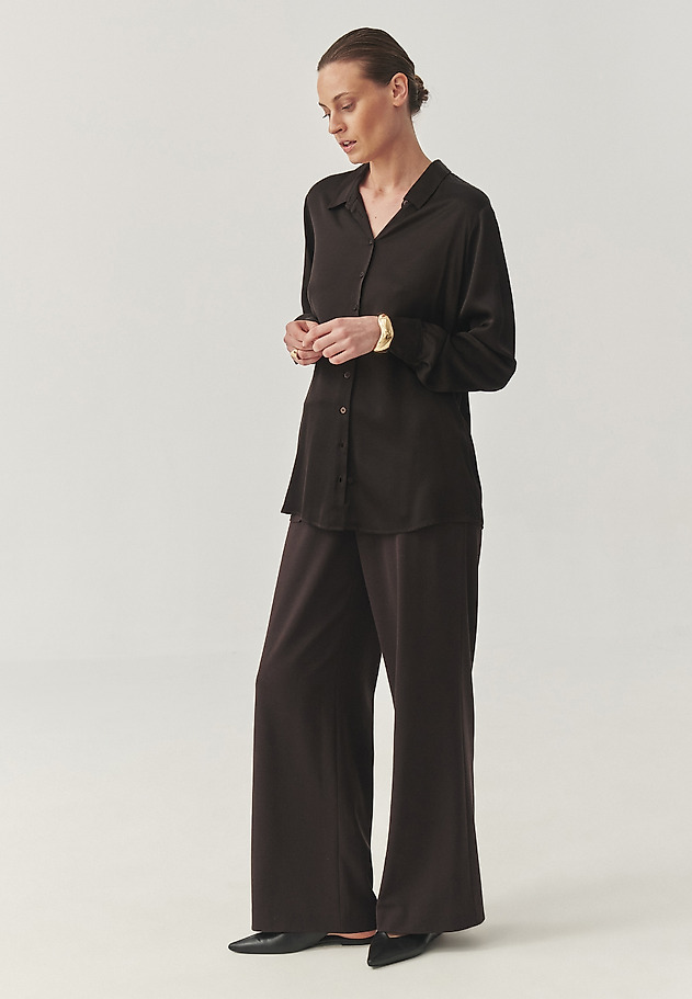 SATIN VISCOSE SHIRT - NIKA 1 SATIN VISCOSE SHIRT - NIKA 1 BROWN 1