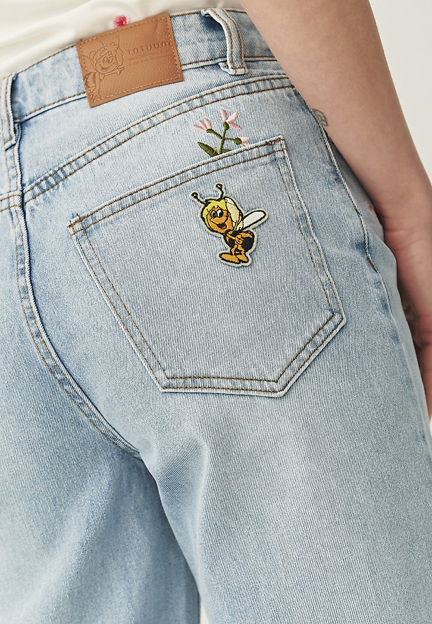 PANTALONI LARGI DIN DENIM - RISO PANTALONI LARGI DIN DENIM - RISO ALBASTRU 7