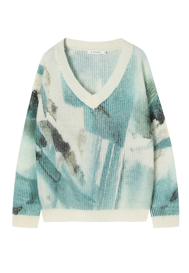 LADIES' SWEATER WITH ABSTRACT PRINT- STACY LADIES' SWEATER WITH ABSTRACT PRINT- STACY MULTIKOLOR 8