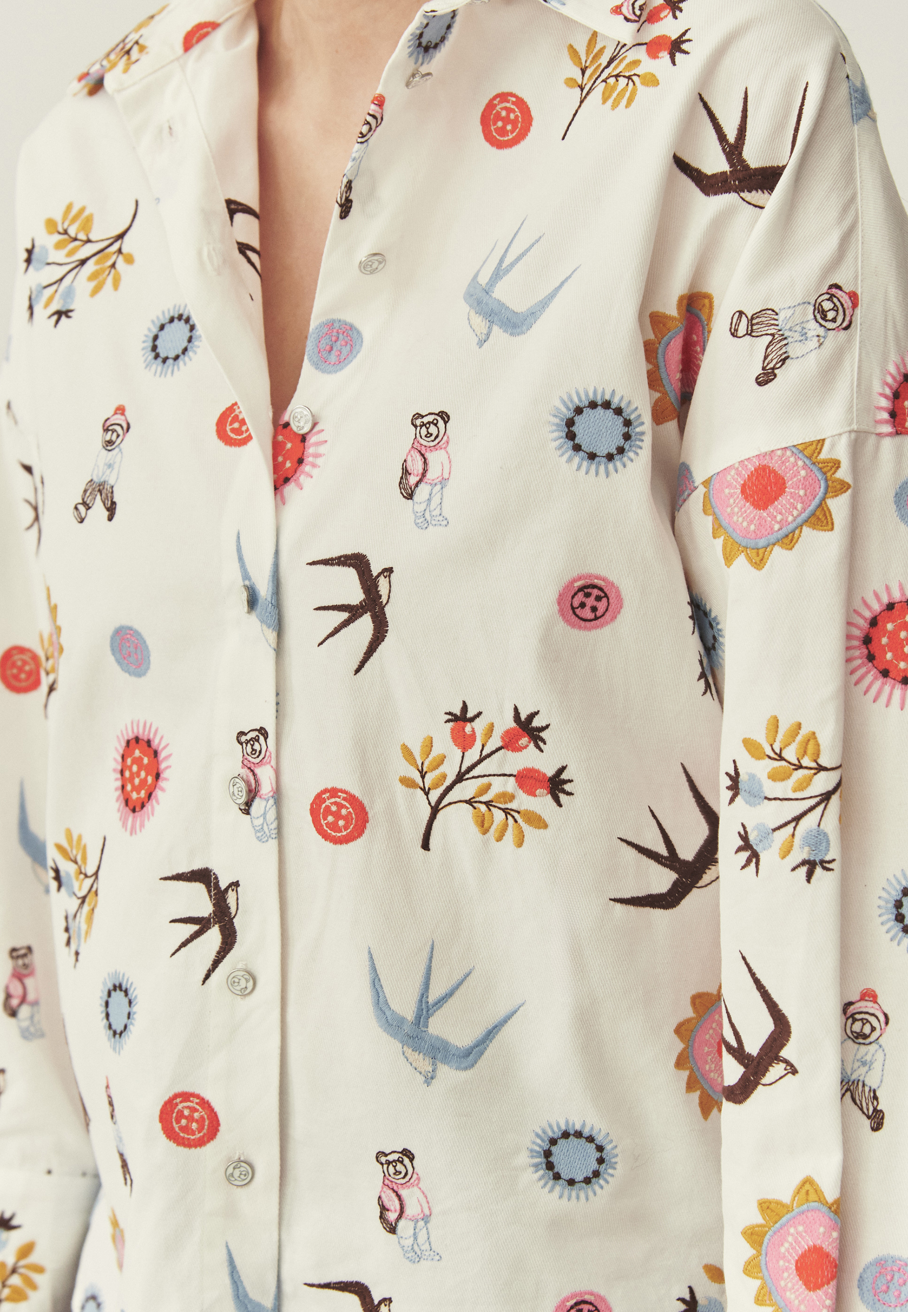 HAFTOWANA KOSZULA Z BAWEŁNĄ - NAMI BEŻOWY 2