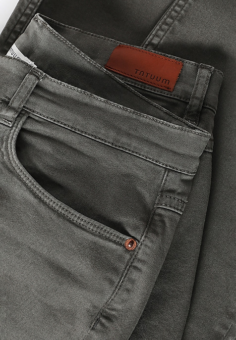 PANTALONI DE DAMĂ AJUSTAȚI, DIN ȚESĂTURĂ - ROMIKI 2 KAKI 2