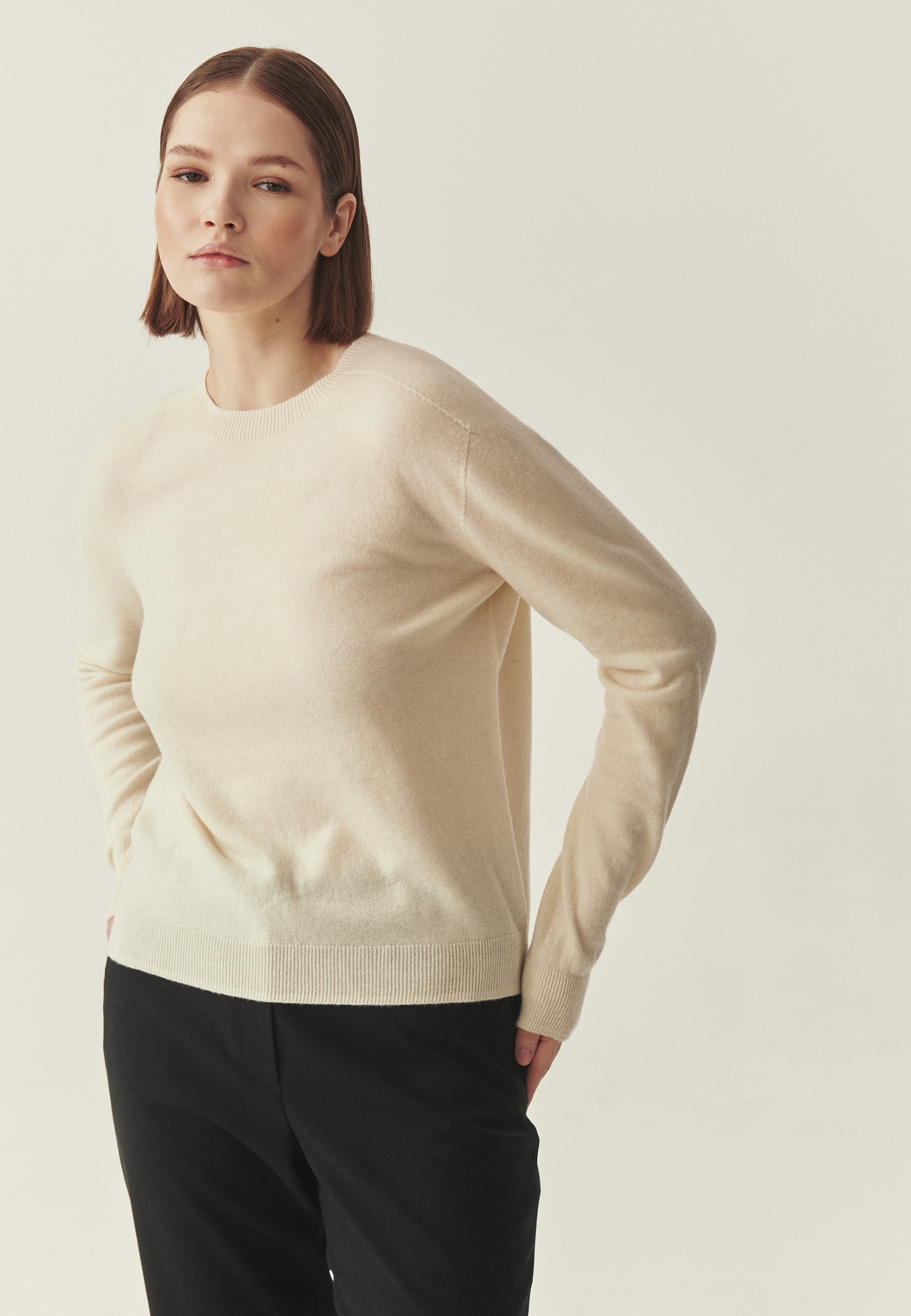 WEŁNIANY SWETER Z DŁUGIM RĘKAWEM - ROSSA BIAŁY 2