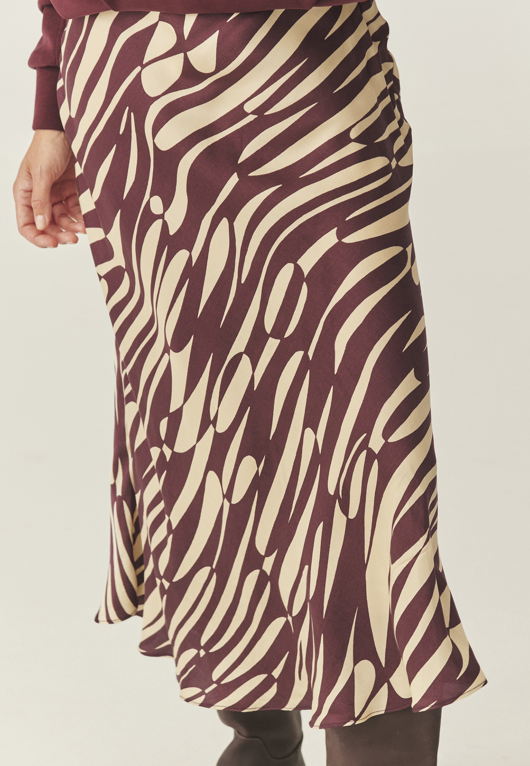 PATTERNED VISCOSE SATIN SKIRT - SATINI 5 MULTICOLOR 2