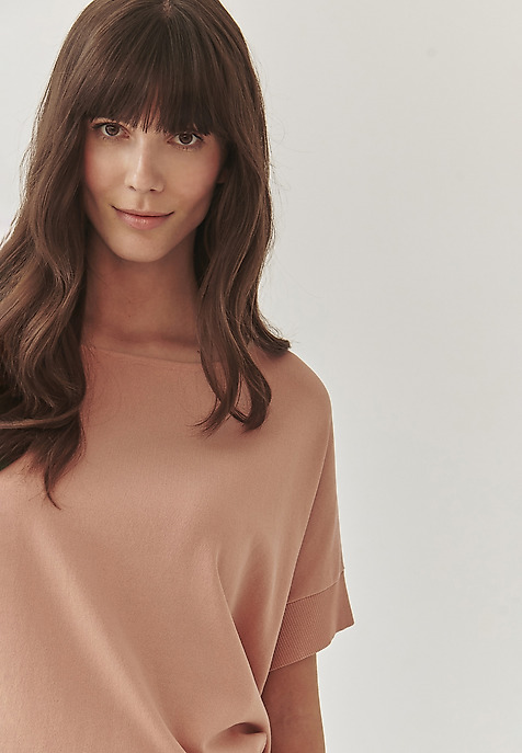 LADIES’ COMFORTABLE SWEATER WITH SHORT SLEEVES - SIMON PINK 2