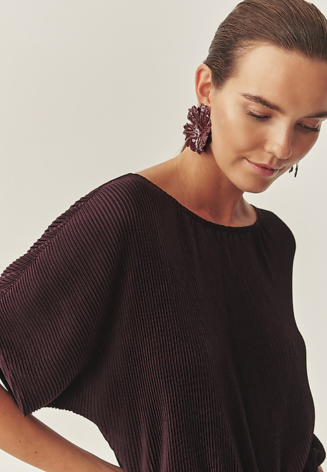 BORDOWY KOMBINEZON Z SZEROKĄ NOGAWKĄ - MILOUTI CZERWONY 2