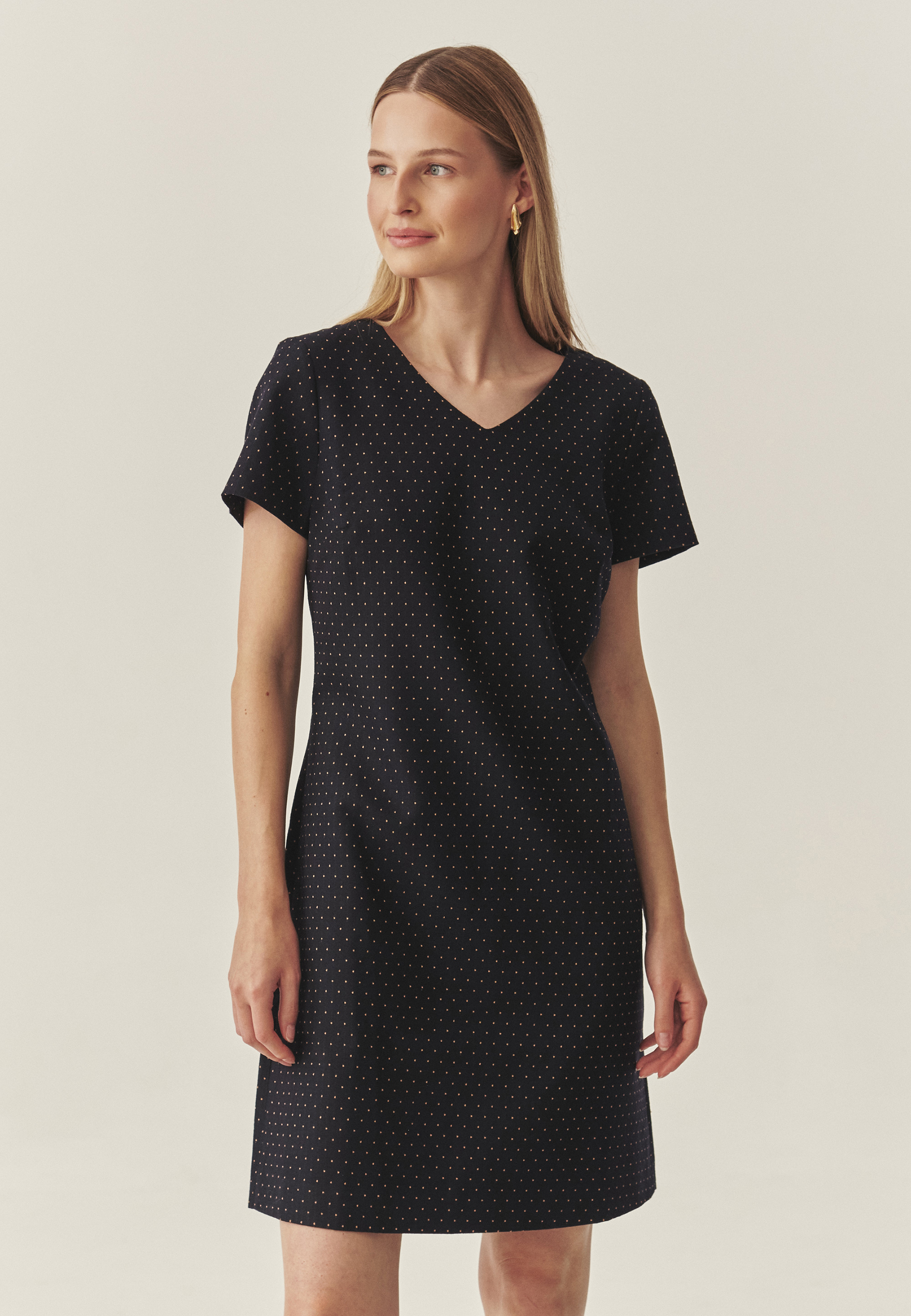 ROCHIE CLASICĂ DIN ȚESĂTURĂ, CU BULINE MĂRUNTE - SONOTO 1 MULTICOLOR 2