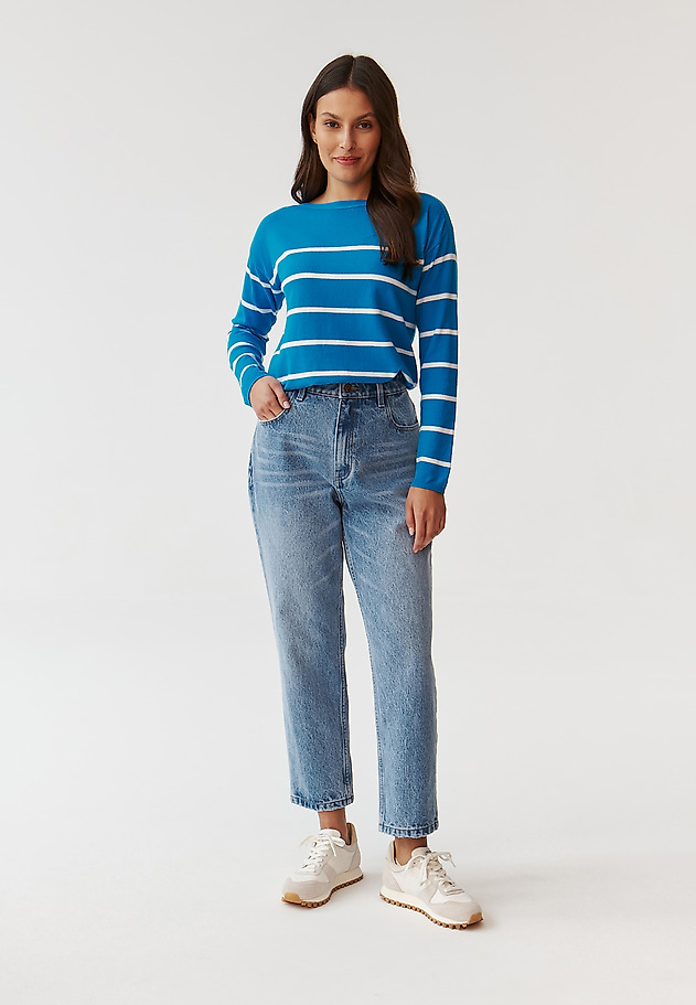 LADIES’ LOOSE STRIPED SWEATER - DROP 1 LADIES’ LOOSE STRIPED SWEATER - DROP 1 NIEBIESKI 2