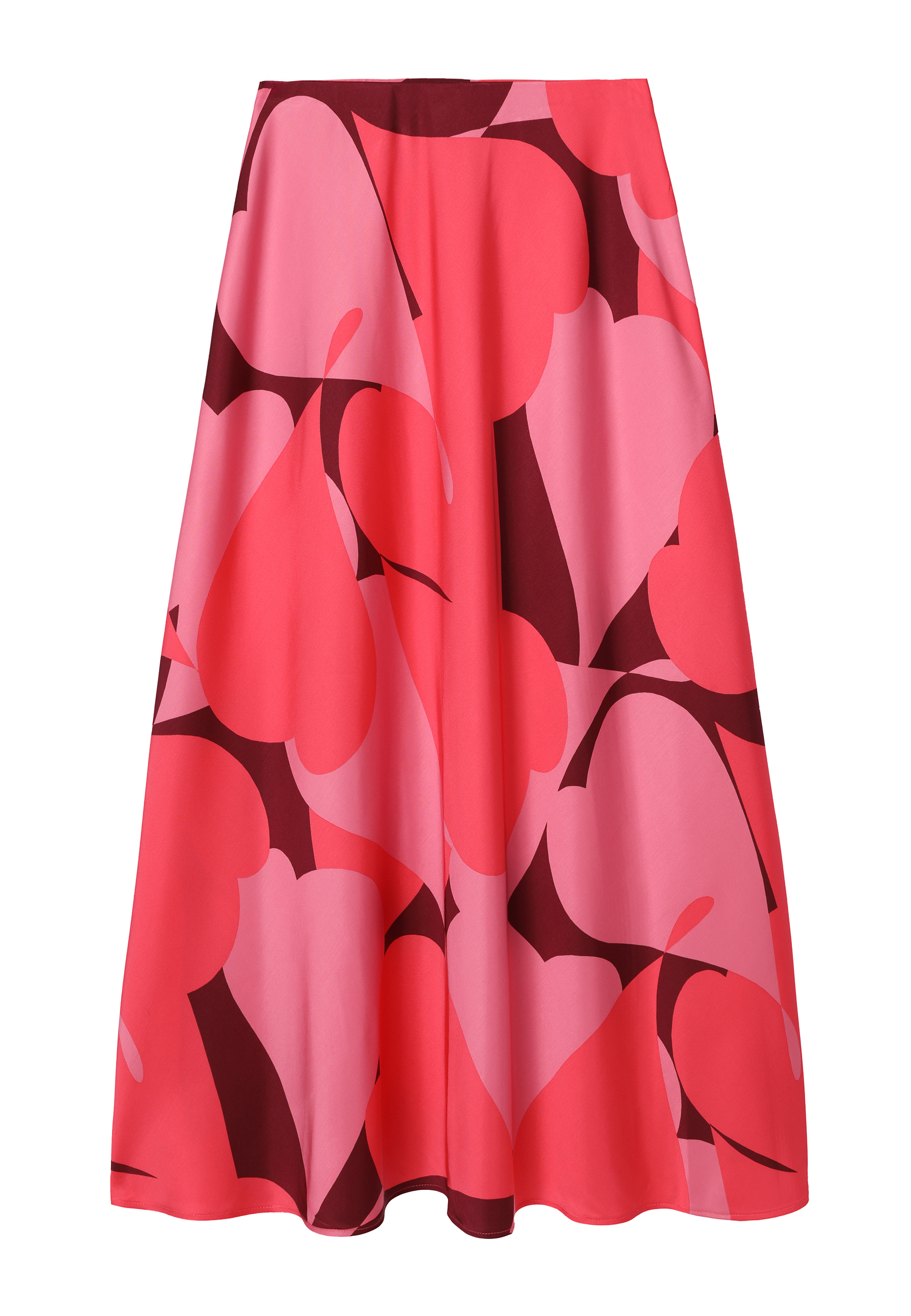 SATYNOWA SPÓDNICA Z AUTORSKIM WZOREM - LILA CZERWONY 2