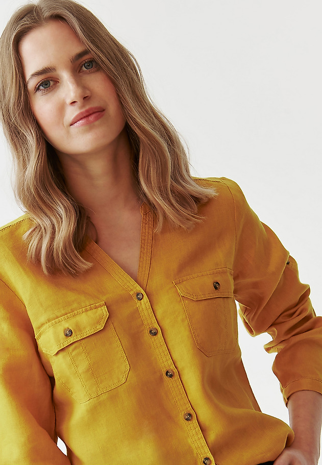 LADIES’ LINEN SHIRT WITH ROLLED-UP SLEEVES - JUSTYNA LADIES’ LINEN SHIRT WITH ROLLED-UP SLEEVES - JUSTYNA ŻÓŁTY 4