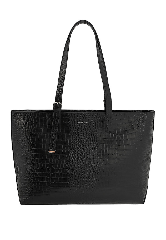 SKÓRZANA TORBA SHOPPER Z KOSMETYCZKĄ - MAHOGANY SKÓRZANA TORBA SHOPPER Z KOSMETYCZKĄ - MAHOGANY CZARNY 1