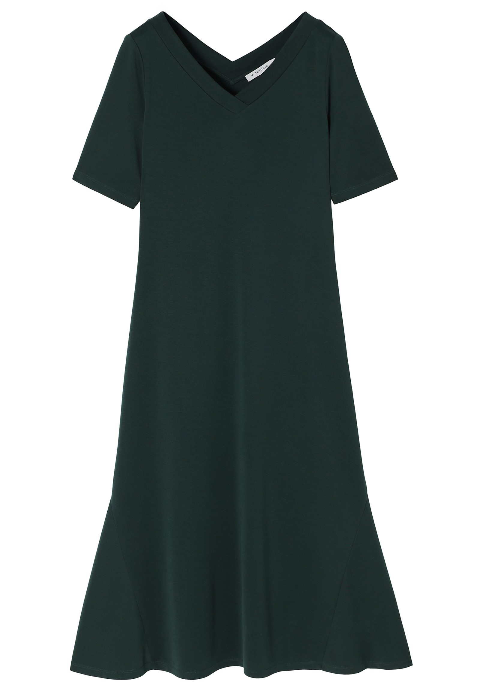 KNITTED MIDI DRESS WITH SHORT SLEEVES ARIA 1 color GREEN KNITTED MIDI DRESS WITH SHORT SLEEVES ARIA 1 color GREEN