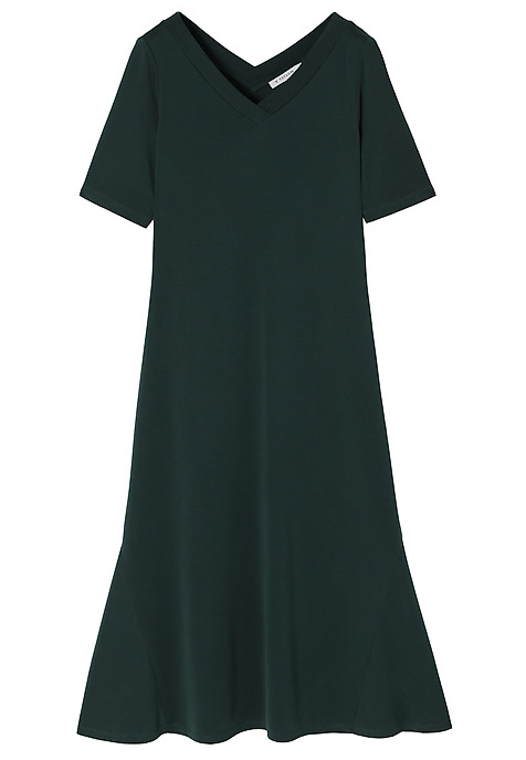 KNITTED MIDI DRESS WITH SHORT SLEEVES — ARIA 1 GREEN 2