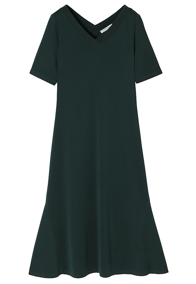 KNITTED MIDI DRESS WITH SHORT SLEEVES — ARIA 1 KNITTED MIDI DRESS WITH SHORT SLEEVES — ARIA 1 ZIELONY 7