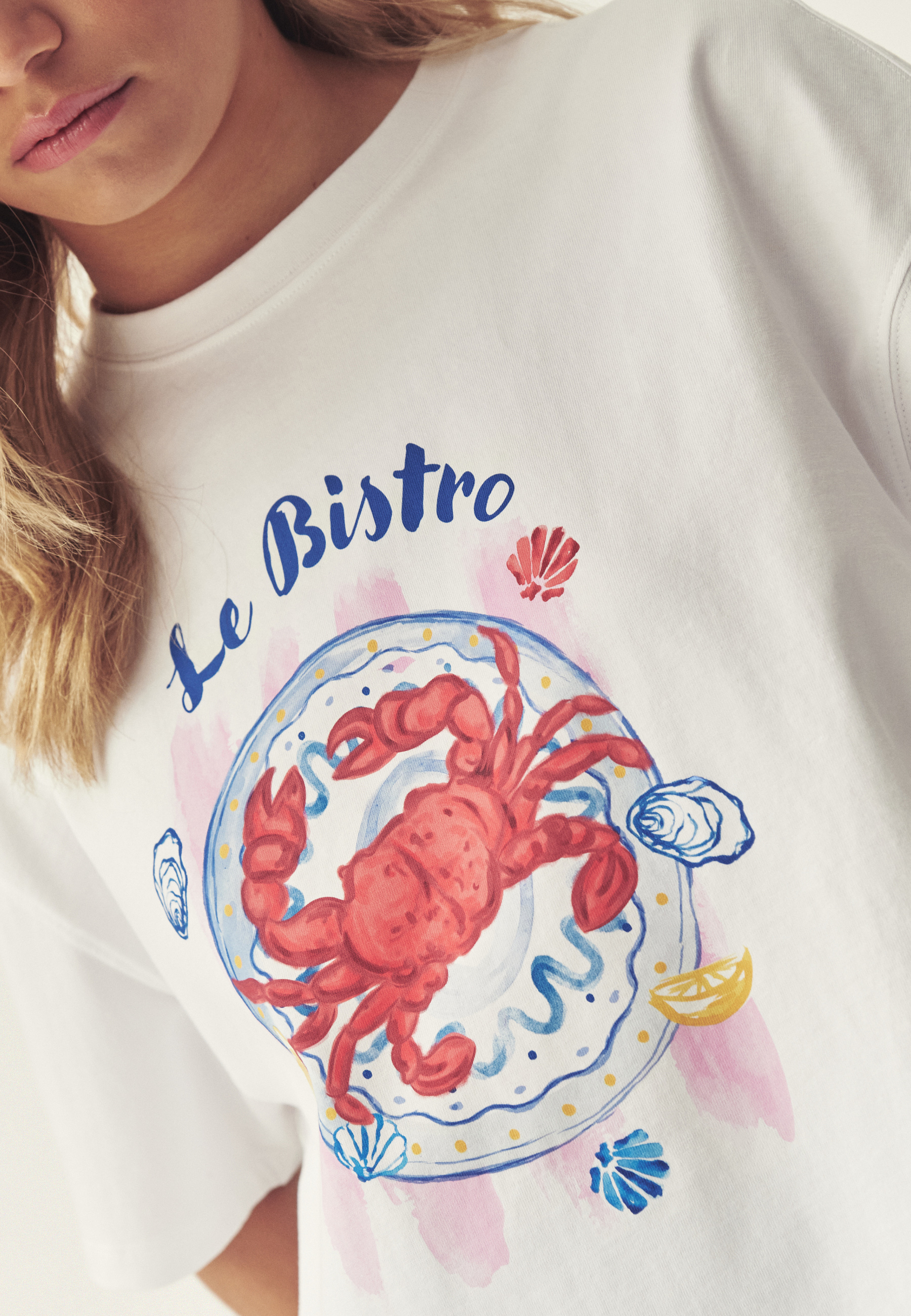 BAWEŁNIANY T-SHIRT Z NADRUKIEM - PLAYA