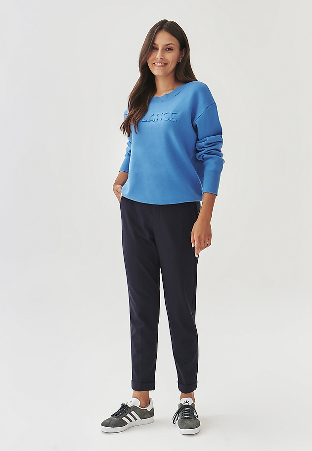 LADIES' KNITTED TROUSERS WITH ELASTIC WAISTBAND - LILO LADIES' KNITTED TROUSERS WITH ELASTIC WAISTBAND - LILO GRANATOWY 1