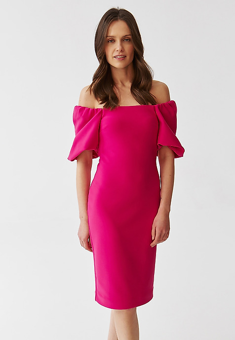 LADIES’ FITTED DRESS WITH PUFFY SLEEVES - SAMIKO LADIES’ FITTED DRESS WITH PUFFY SLEEVES - SAMIKO