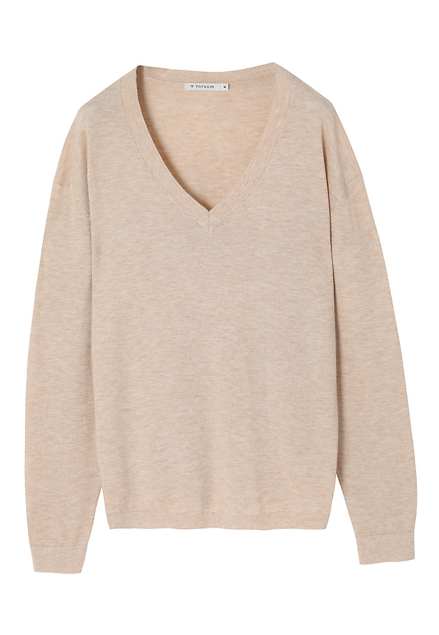 DOPASOWANY SWETER Z WEŁNĄ -TESS DOPASOWANY SWETER Z WEŁNĄ -TESS BEŻOWY 7