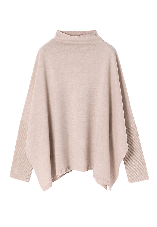 LADIES' WOOLEN PONCHO-SWEATER PONKOLO LADIES' WOOLEN PONCHO-SWEATER PONKOLO BEIGE 5