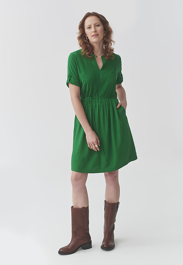 VISCOSE KNEE-LENGTH DRESS - OLIWERA VISCOSE KNEE-LENGTH DRESS - OLIWERA ZIELONY 3