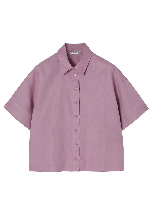 SHORT-SLEEVED LINEN SHIRT - SINES SHORT-SLEEVED LINEN SHIRT - SINES FIOLETOWY 7