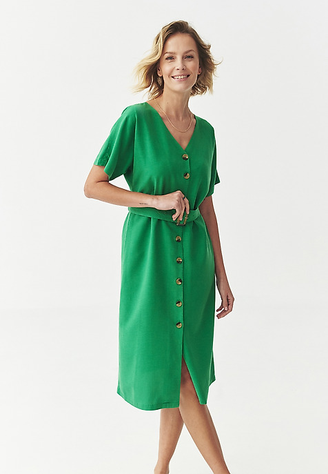 LYOCELL WOVEN DRESS - LORIA GREEN 2