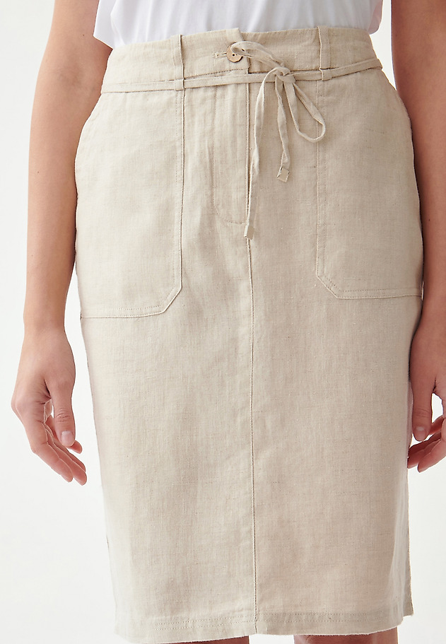 LADIES' LINEN PENCIL SKIRT SZAMI LADIES' LINEN PENCIL SKIRT SZAMI BEŻOWY 4