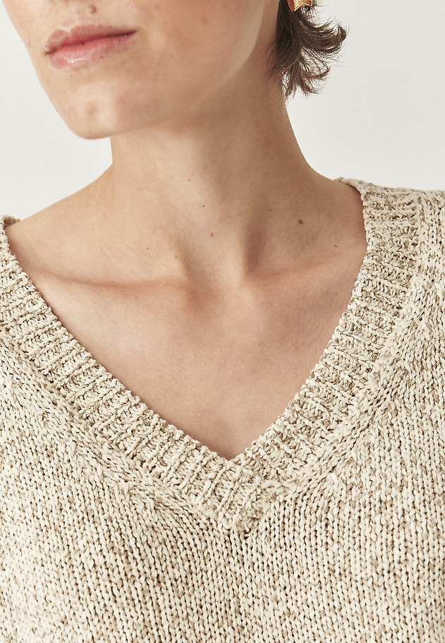 MELANŻOWY SWETER Z BAWEŁNĄ - HELENIS 1 MELANŻOWY SWETER Z BAWEŁNĄ - HELENIS 1 BEŻOWY 5