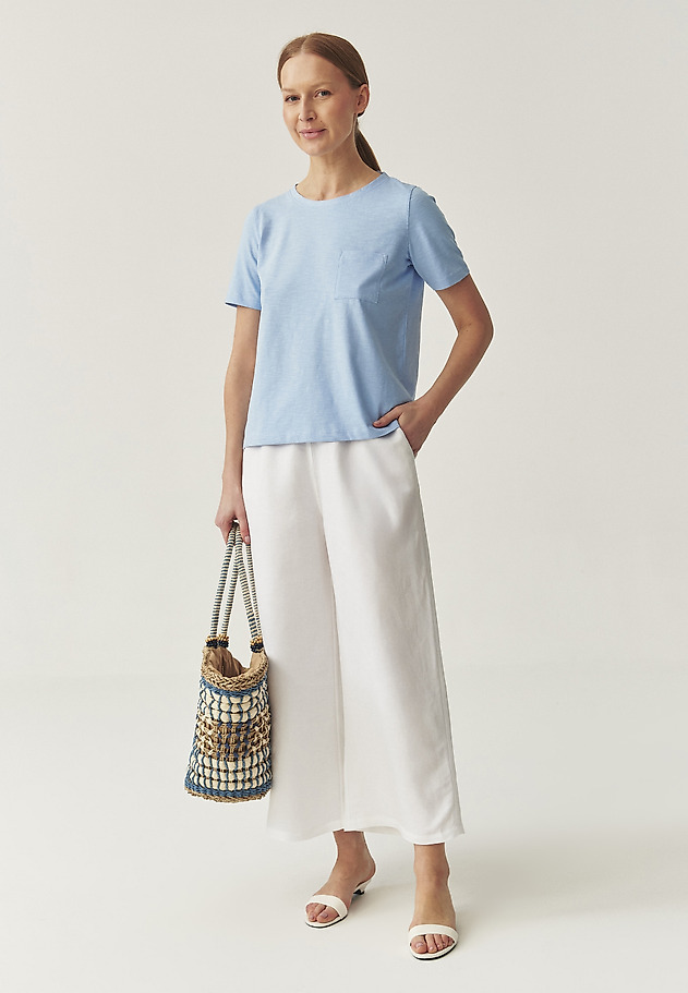 COTTON T-SHIRT WITH POCKET - DELQI COTTON T-SHIRT WITH POCKET - DELQI NIEBIESKI 5