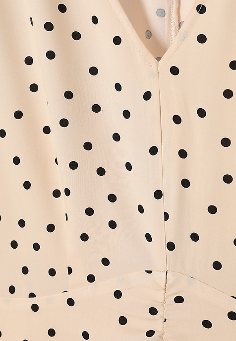VISCOSE POLKA DOT MIDI DRESS - CASI BEIGE 2