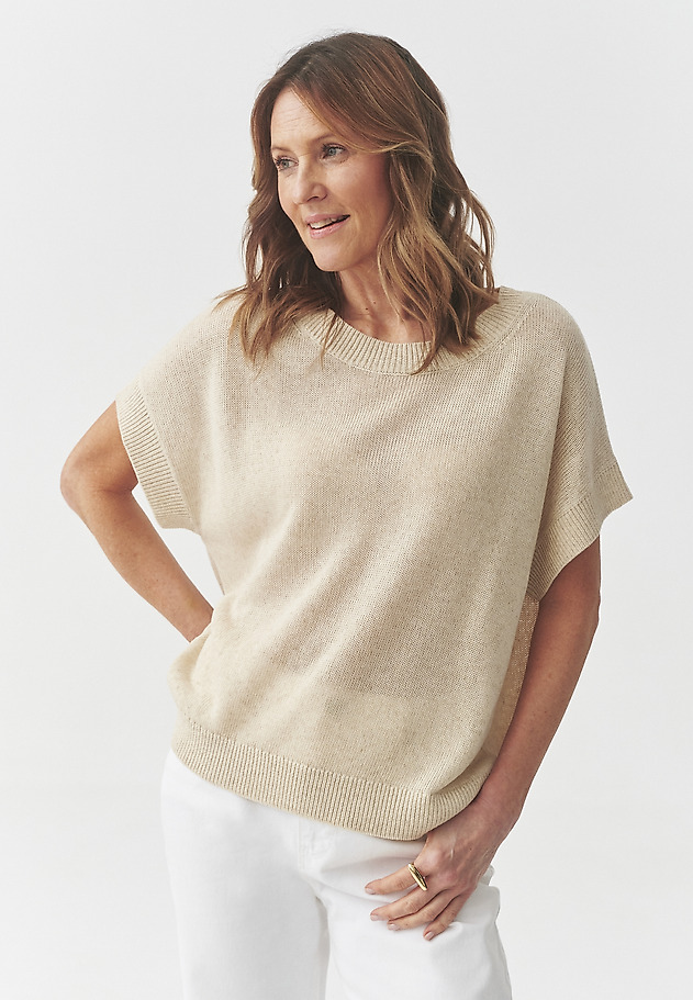 LOOSE JUMPER WITH LYOCELL AND LINEN — LIMI LOOSE JUMPER WITH LYOCELL AND LINEN — LIMI BEIGE 3