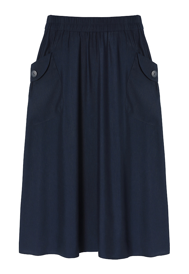 FLARED SKIRT WITH LINEN AND VISCOSE - MILA FLARED SKIRT WITH LINEN AND VISCOSE - MILA NIEBIESKI 5