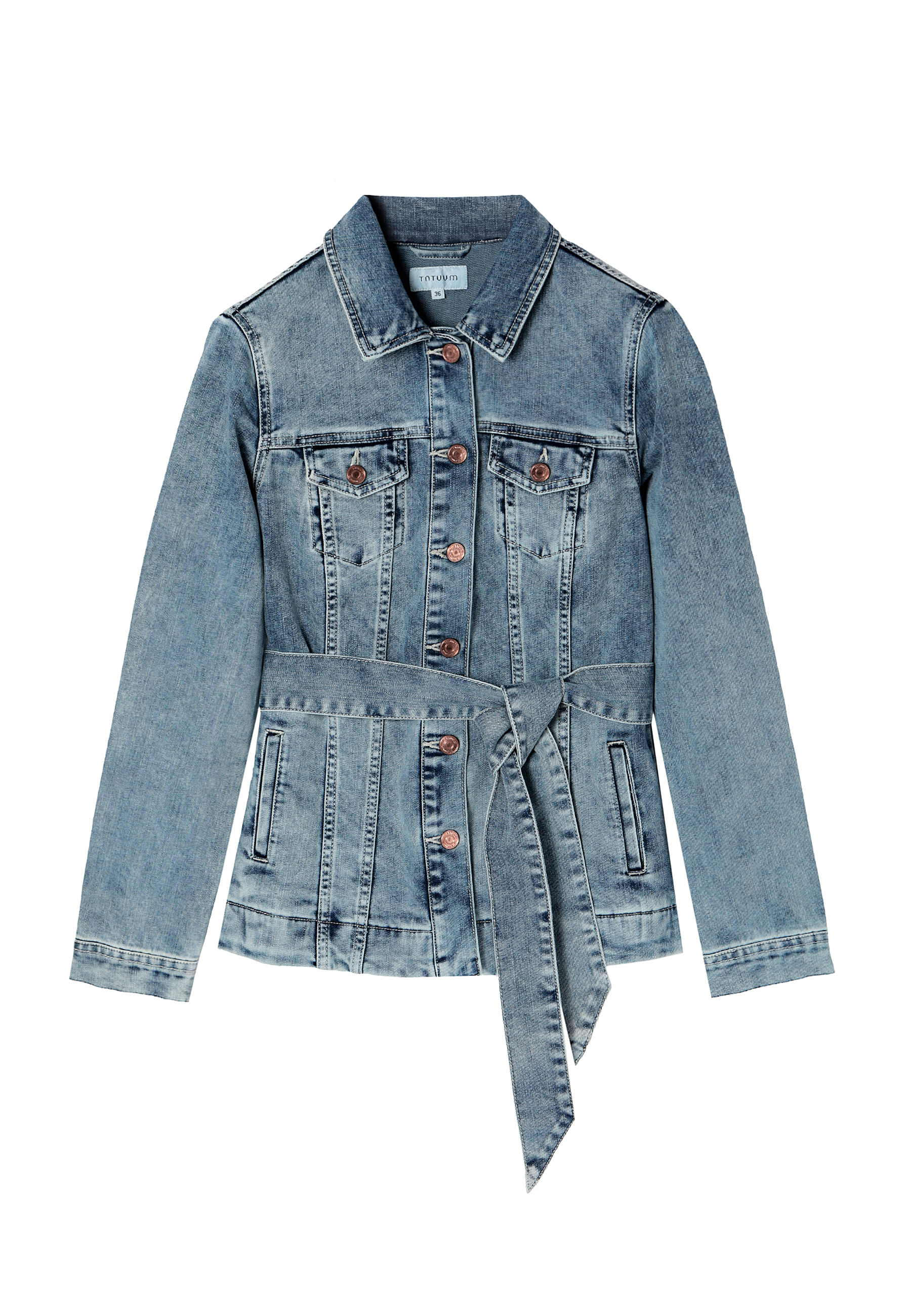 DENIM JACKET WITH A BELT BISKA