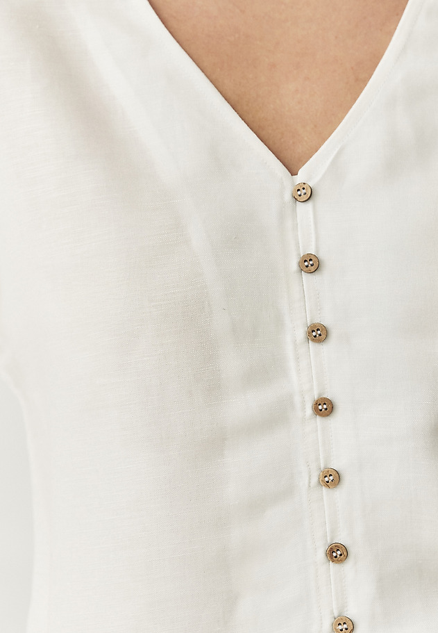 CASUAL SHIRT WITH LINEN - SAMANTA CASUAL SHIRT WITH LINEN - SAMANTA BIAŁY 4