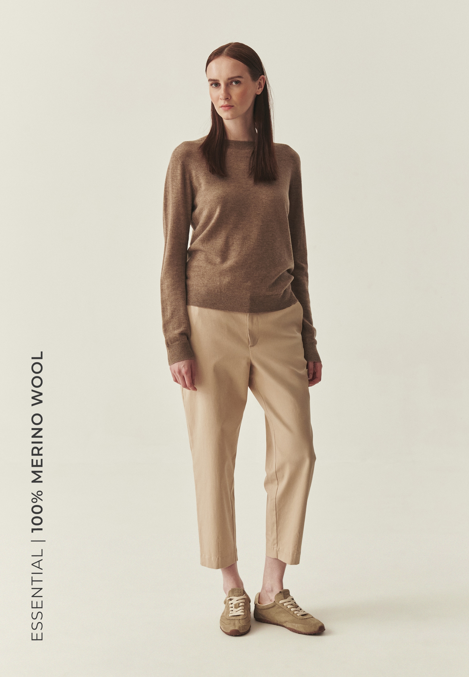 WEŁNIANY SWETER Z DŁUGIM RĘKAWEM - ROSSA BEŻOWY 2