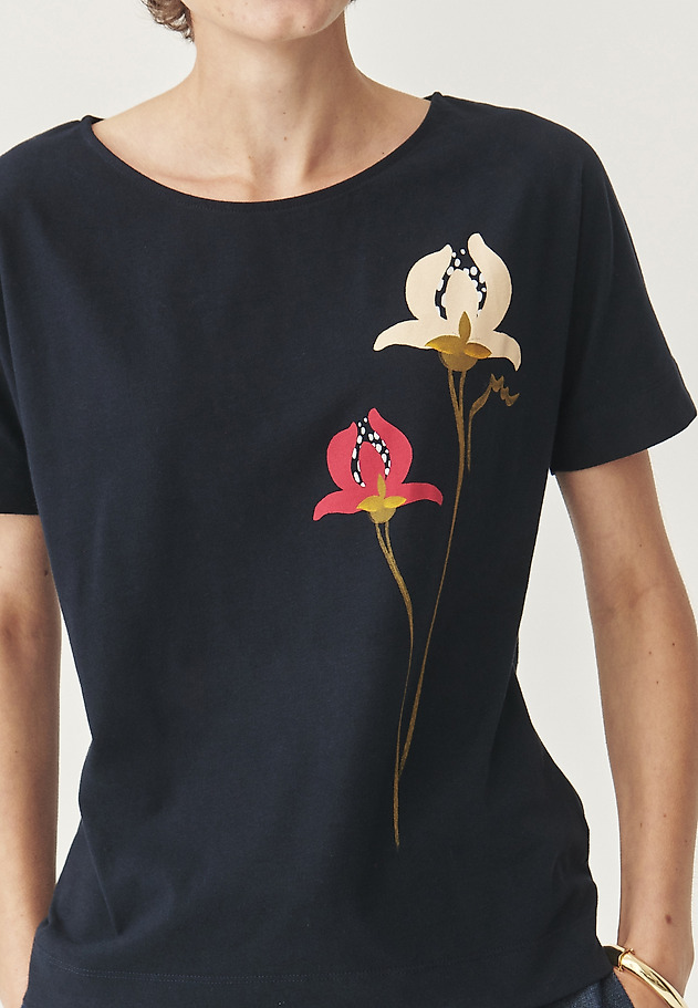 BAWEŁNIANY T-SHIRT Z NADRUKIEM - LALI BAWEŁNIANY T-SHIRT Z NADRUKIEM - LALI GRANATOWY 3
