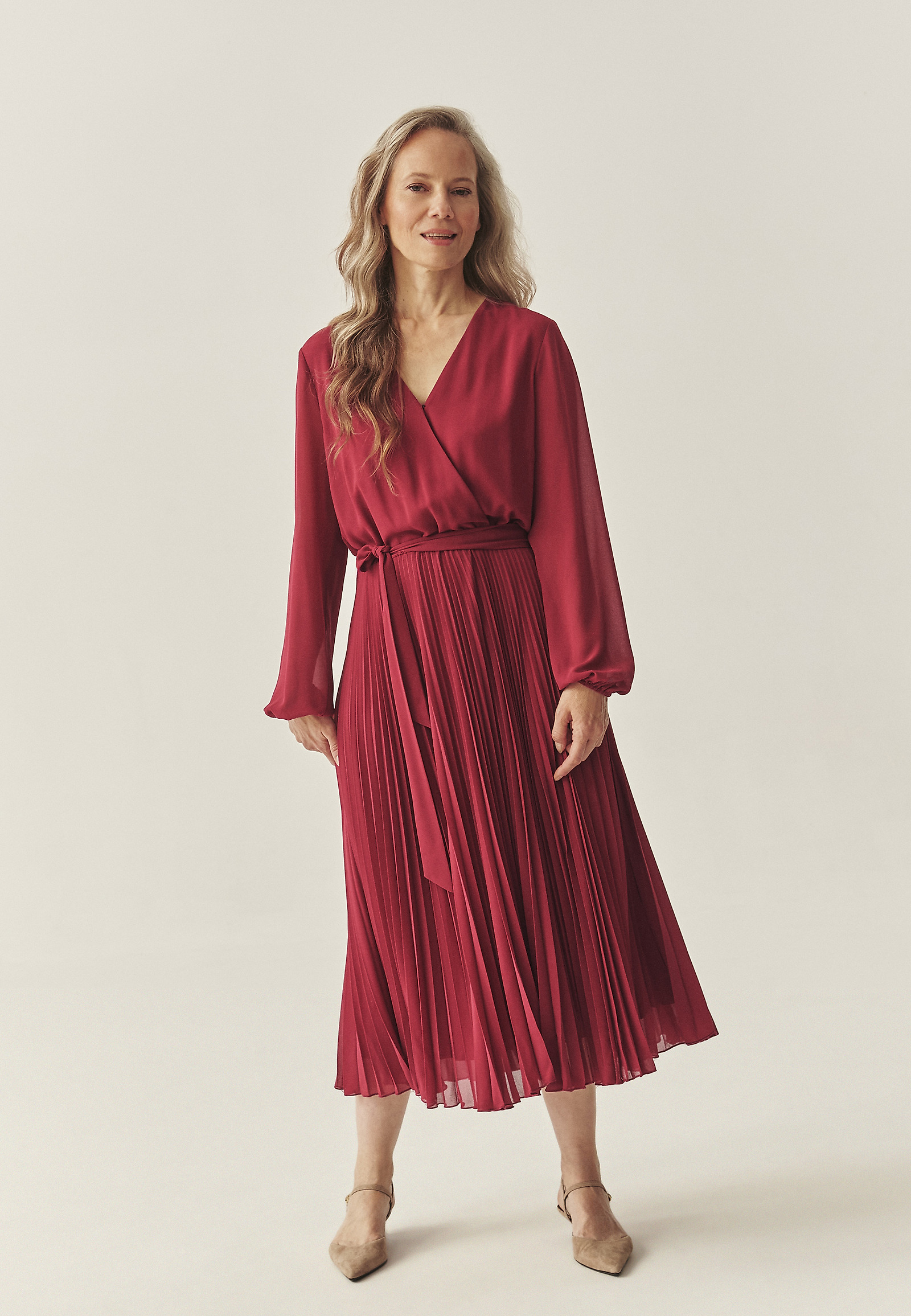 PLEATED MIDI DRESS - IDA 1 PLEATED MIDI DRESS - IDA 1 RED 117589