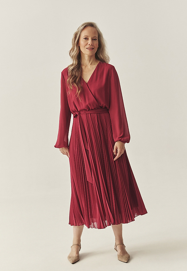 PLEATED MIDI DRESS - IDA 1 PLEATED MIDI DRESS - IDA 1 RED 4
