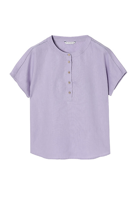LADIES’ LINEN BLOUSE WITH COCONUT BUTTONS - SARAKIMO PURPLE 2