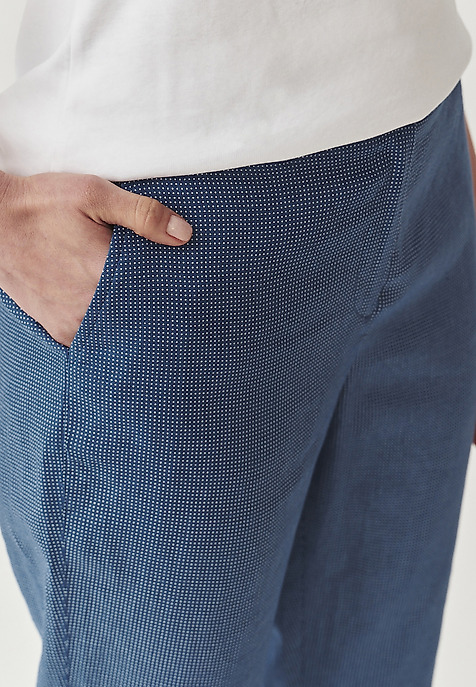 LADIES’ LINEN TROUSERS IN LIGHT DOTS PATTERN - MILONI BLUE 2