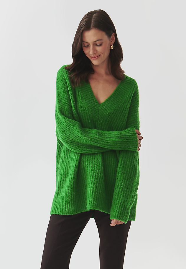 LADIES' OVERSIZE JUMPER WITH A CREW NECKLINE — ONYX LADIES' OVERSIZE JUMPER WITH A CREW NECKLINE — ONYX ZIELONY 3