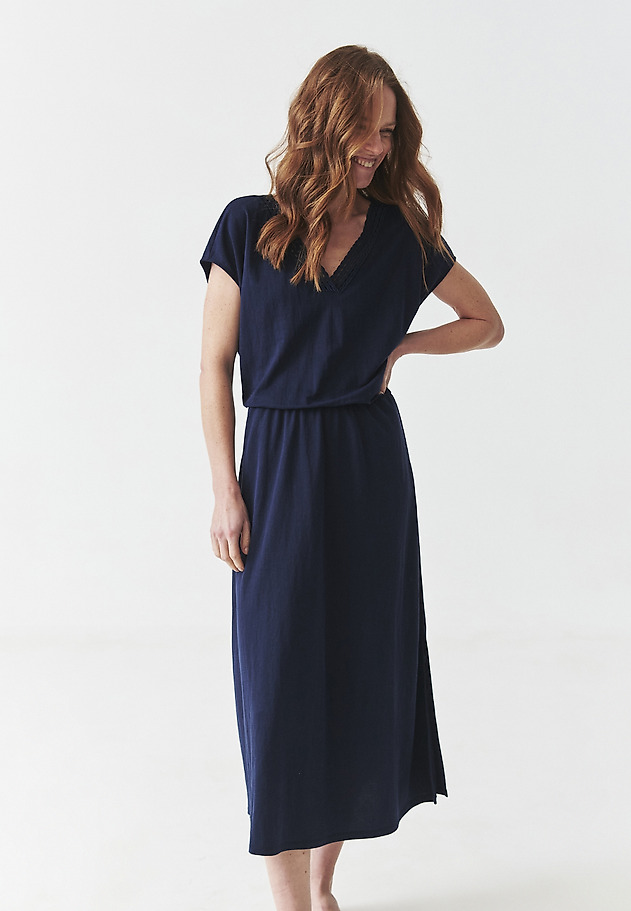 ETHEREAL DRESS WITH EMBROIDERED NECKLINE - BONNIE ETHEREAL DRESS WITH EMBROIDERED NECKLINE - BONNIE BLUE 1