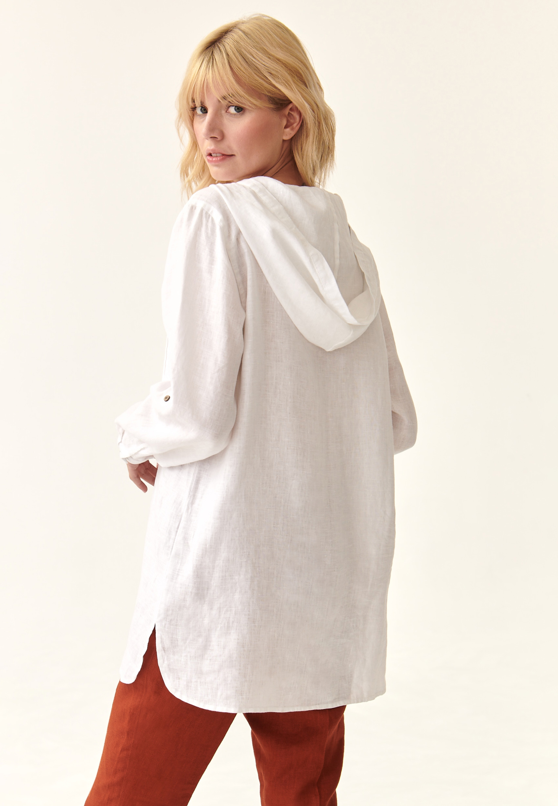 LNIANA BLUZKA TUNIKA Z KAPTUREM JUNA