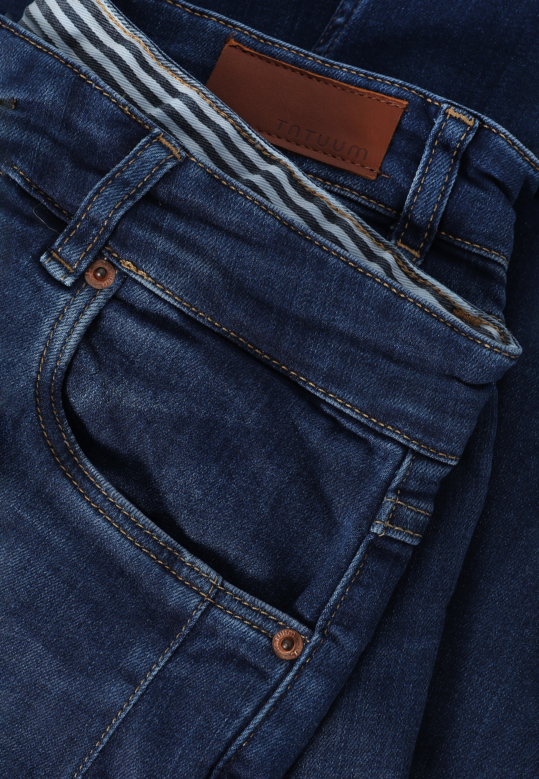 PANTALONI MULAȚI DE DAMĂ, DIN DENIM, CU CUSĂTURI DECORATIVE - SARO 1