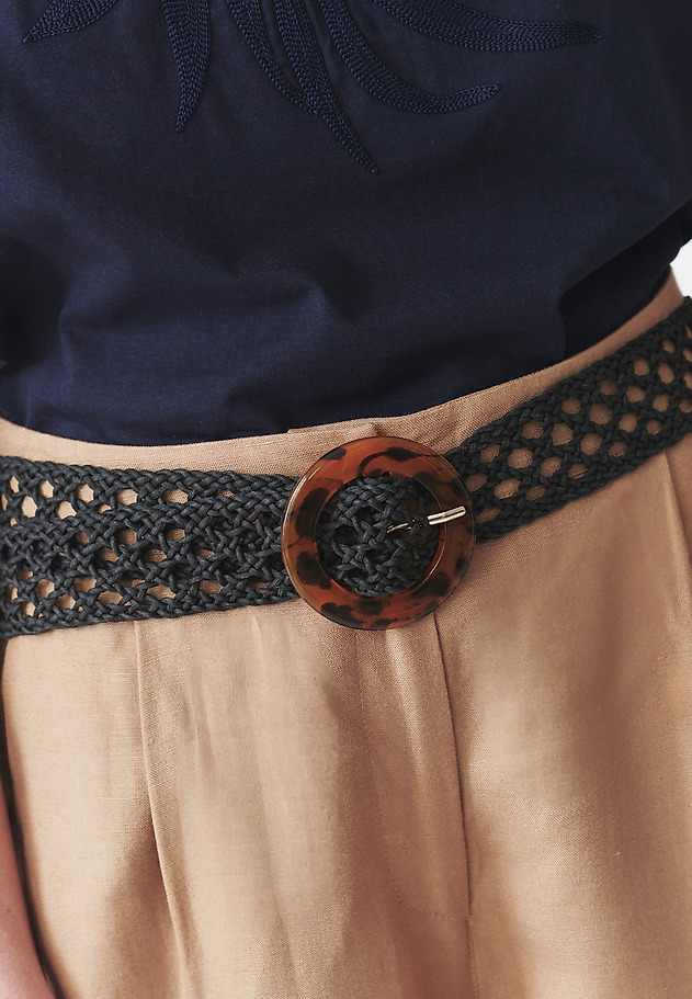 PLAITED BELT WITH BUCKLE - STRUCTI PLAITED BELT WITH BUCKLE - STRUCTI CZARNY 1
