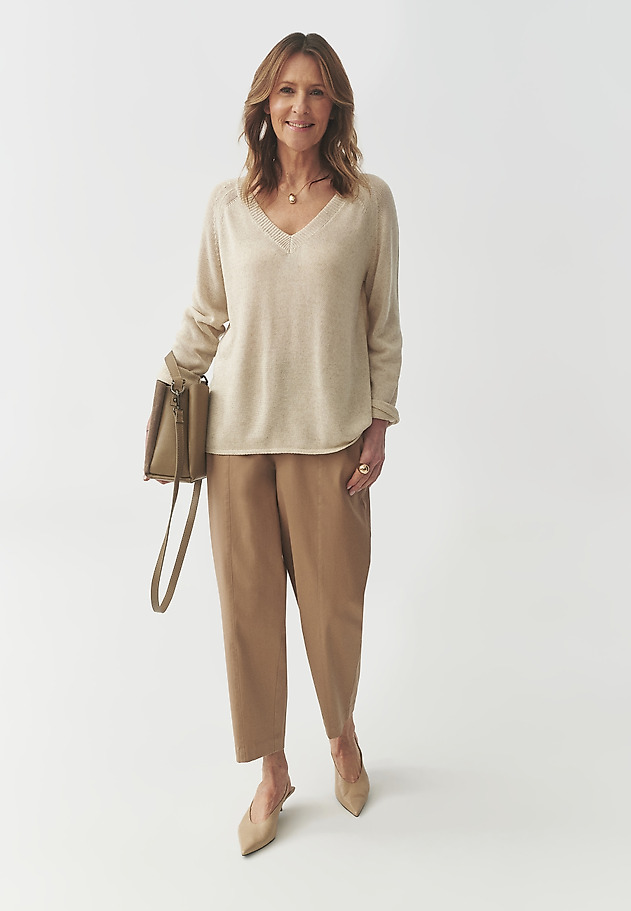 SWETER Z LYOCELLEM I LNEM — HANA SWETER Z LYOCELLEM I LNEM — HANA BEŻOWY 3