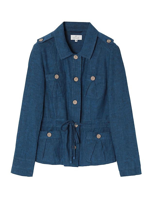 LADIES' LONG SLEEVE BLAZER LENO LADIES' LONG SLEEVE BLAZER LENO GRANATOWY 8
