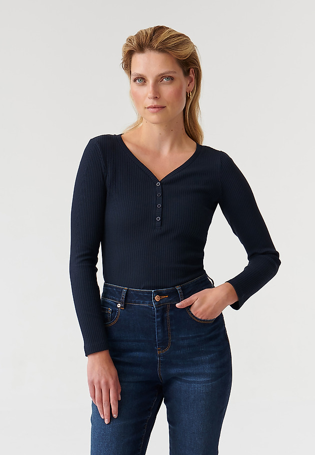 DÁMSKÁ ÚPLETOVÁ HALENKA S KNOFLÍKY LAROY DÁMSKÁ ÚPLETOVÁ HALENKA S KNOFLÍKY LAROY TMAVĚ MODRÁ 5