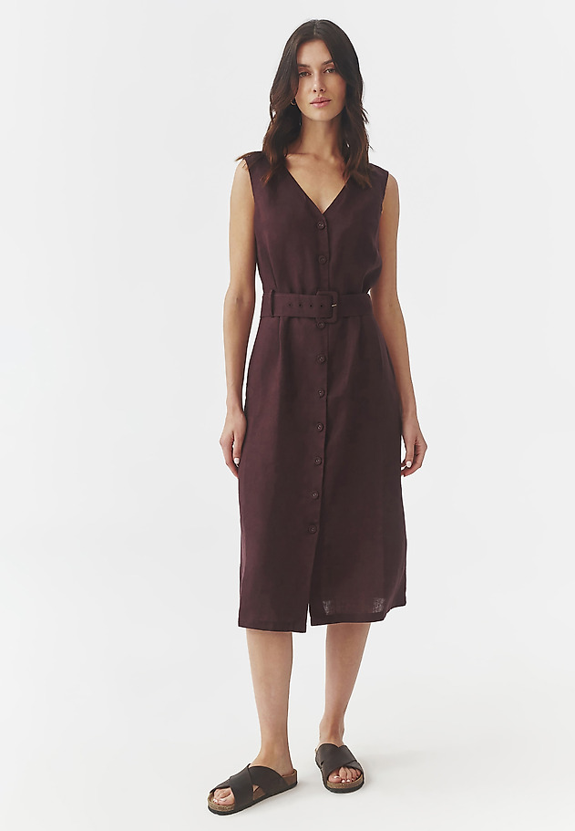ROCHIE MIDI, DIN IN, CU CUREA DECORATIVĂ ÎN TALIE - CLAIRE ROCHIE MIDI, DIN IN, CU CUREA DECORATIVĂ ÎN TALIE - CLAIRE VIOLETĂ 3